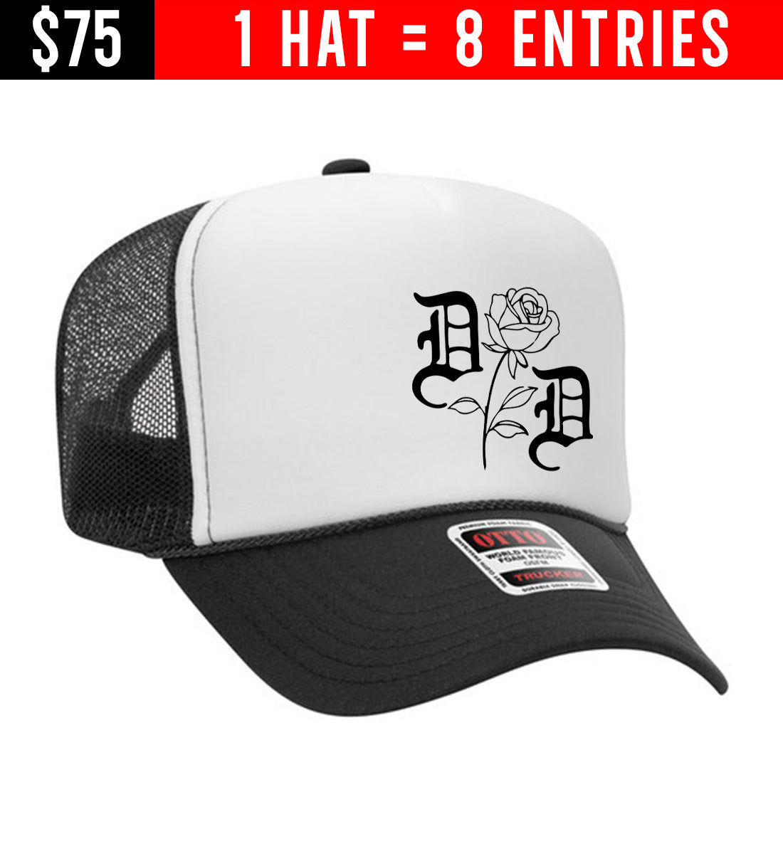 GIVEAWAY HAT - Split Rose Trucker Hat (8 Entries)