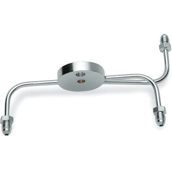 Junction Block #3 - Narrow Glide Chrome Steel Front Brake Tee with Fittings for Dual-Disc Applications