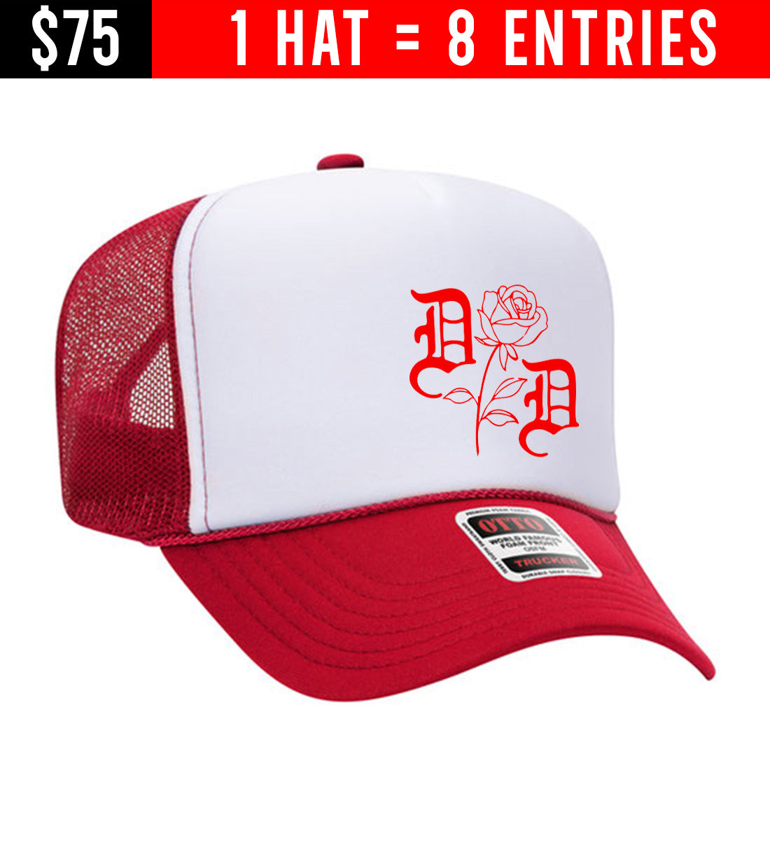 GIVEAWAY HAT - Split Rose Trucker Hat (8 Entries)